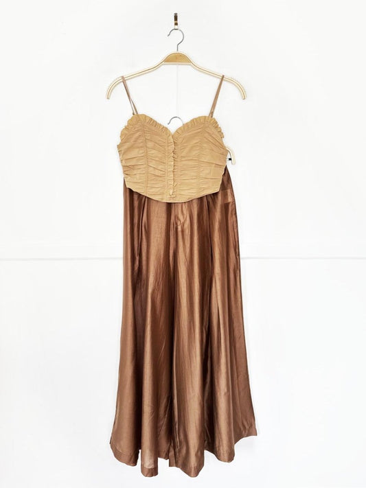 x2 dragon face ruched crop top + pleated chiffon ultra wide leg pant set - good market thrift store