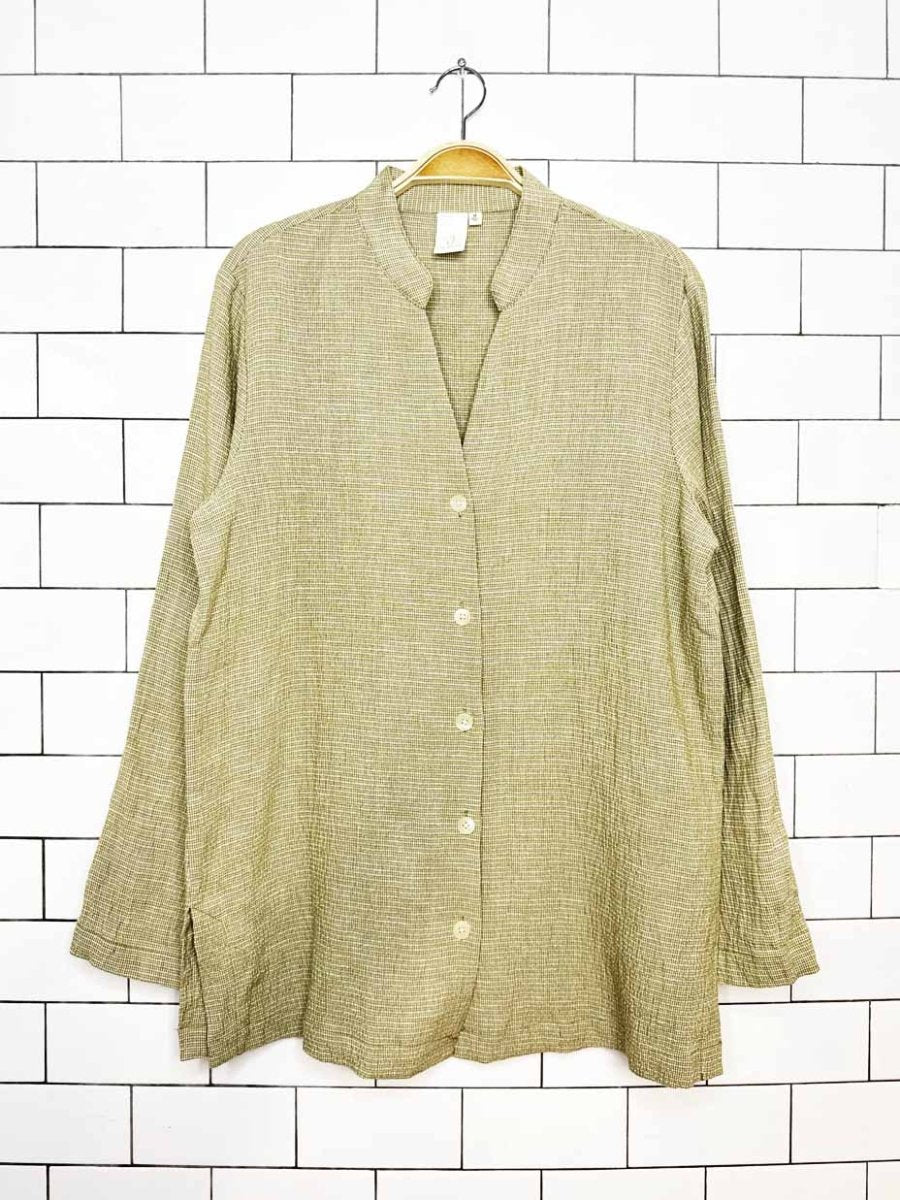 x2 jones new york linen-blend crinkle shirt + lounge pant set - good market thrift store