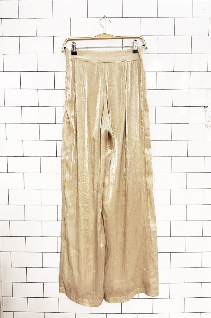x2 mable shimmery sheer rhinestone top + pleated trouser NYE set - good market thrift store