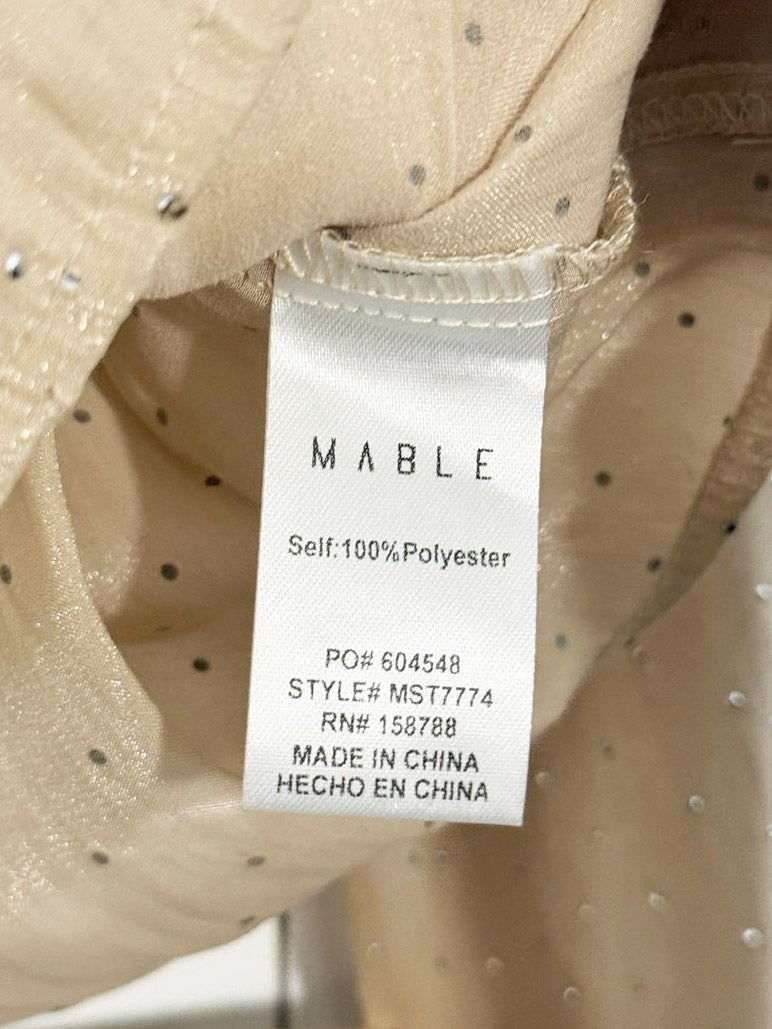 x2 mable shimmery sheer rhinestone top + pleated trouser NYE set - good market thrift store