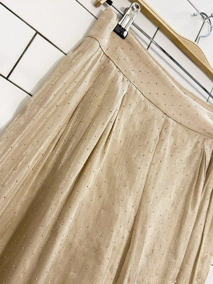 x2 mable shimmery sheer rhinestone top + pleated trouser NYE set - good market thrift store