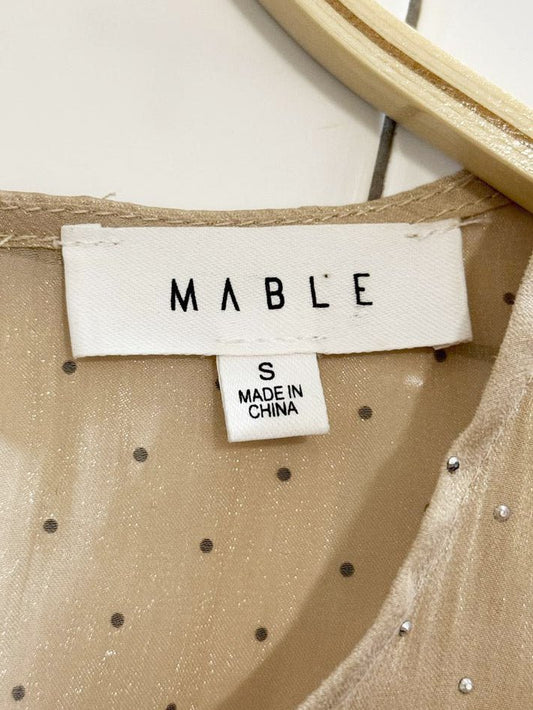 x2 mable shimmery sheer rhinestone top + pleated trouser NYE set - good market thrift store