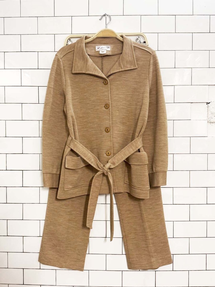 x2 vintage 60s glenayr kitten wool - blend belted pant suit - good market thrift store