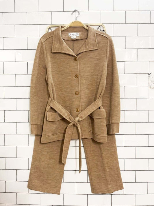 x2 vintage 60s glenayr kitten wool - blend belted pant suit - good market thrift store