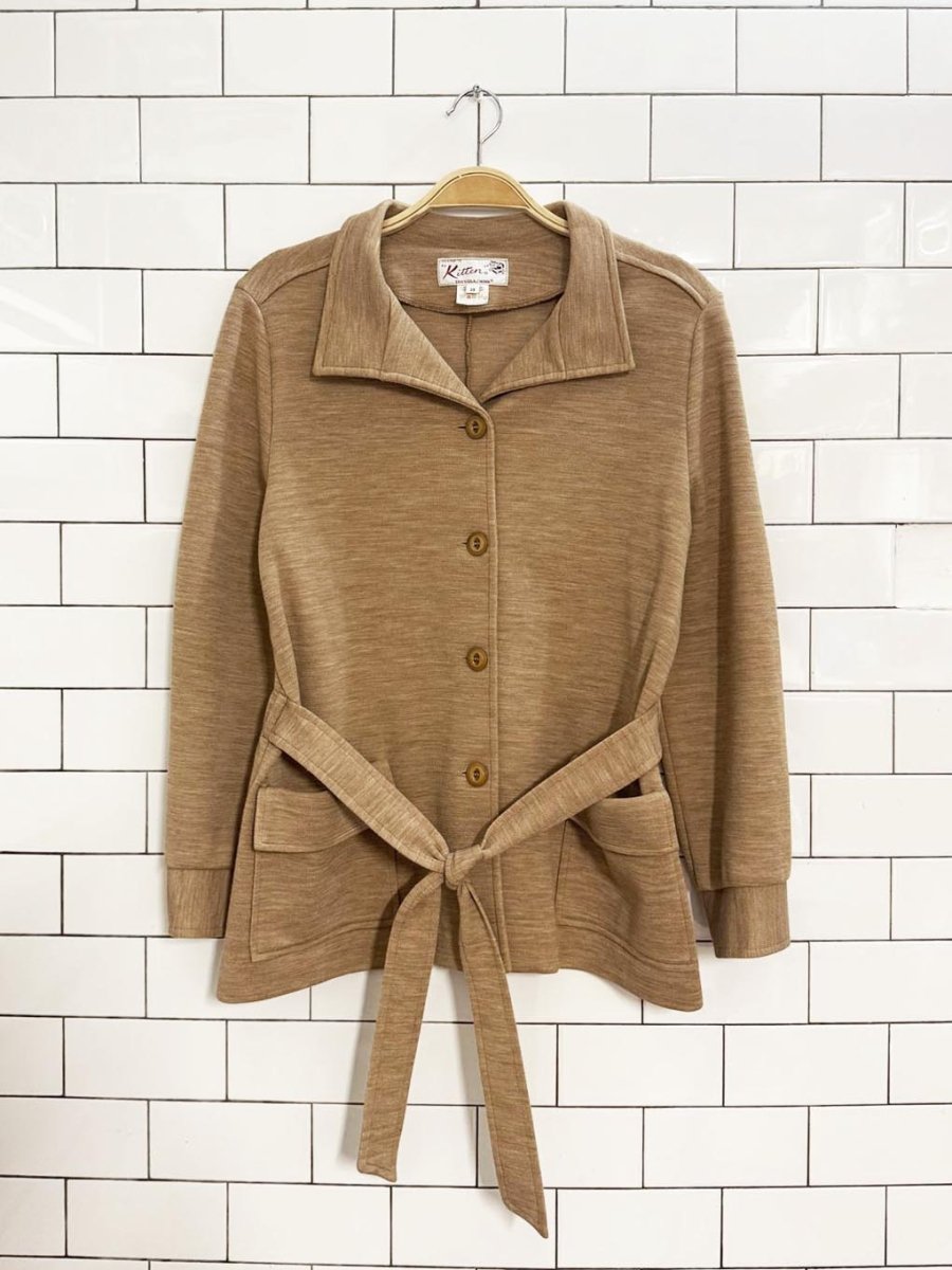 x2 vintage 60s glenayr kitten wool - blend belted pant suit - good market thrift store