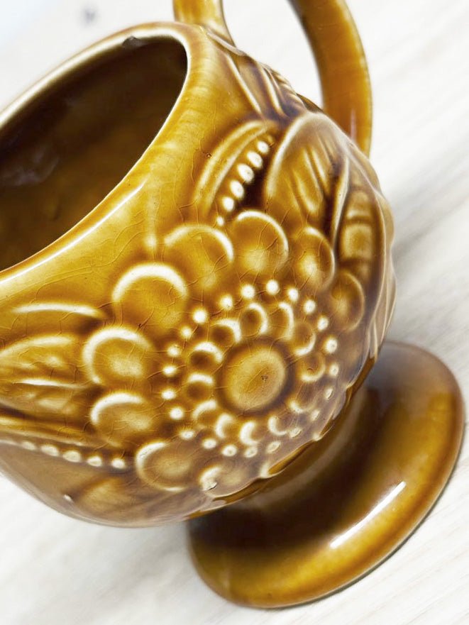 x2 vintage 60s inarco flower pottery sugar and creamer set | made in Japan - good market thrift store