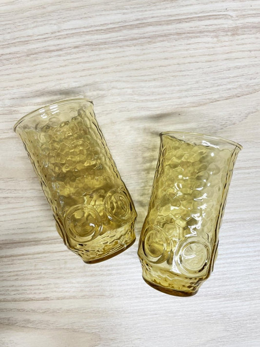 x2 vintage 70s anchor hocking heritage hill amber tumblers - good market thrift store