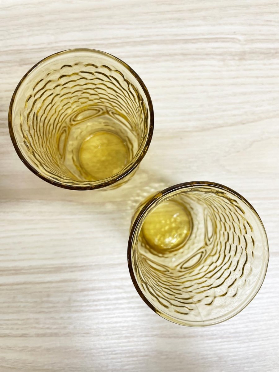 x2 vintage 70s anchor hocking heritage hill amber tumblers - good market thrift store