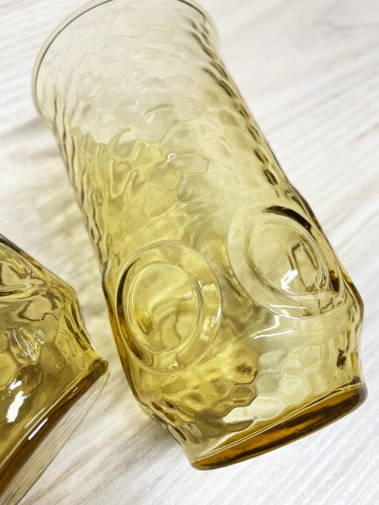 x2 vintage 70s anchor hocking heritage hill amber tumblers - good market thrift store