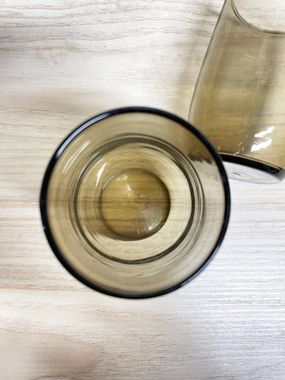 x2 vintage 70s dominion smoke glass tumblers - good market thrift store