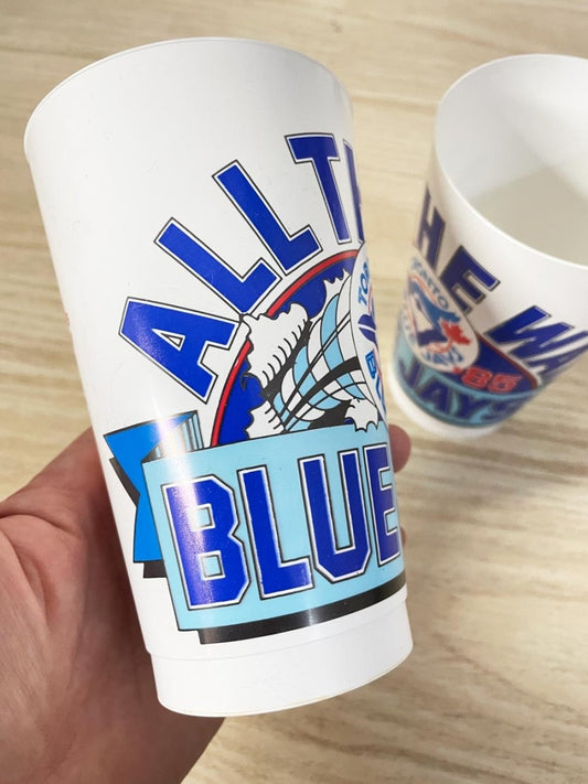 x2 vintage 80's blue jays collectible cups - good market thrift store