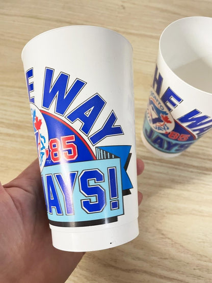 x2 vintage 80's blue jays collectible cups - good market thrift store