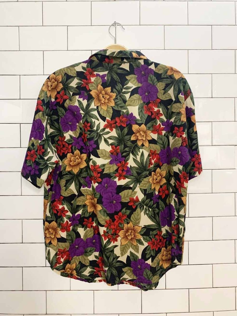 x2 vintage 90s cristin stevens floral shirt + shorts resort wear set - good market thrift store