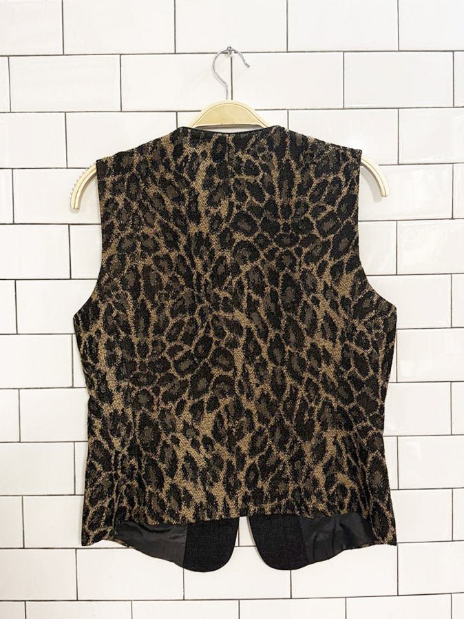 x2 vintage 90s peter nygard wool - blend animal print vest + skirt set | union made in Canada - good market thrift store