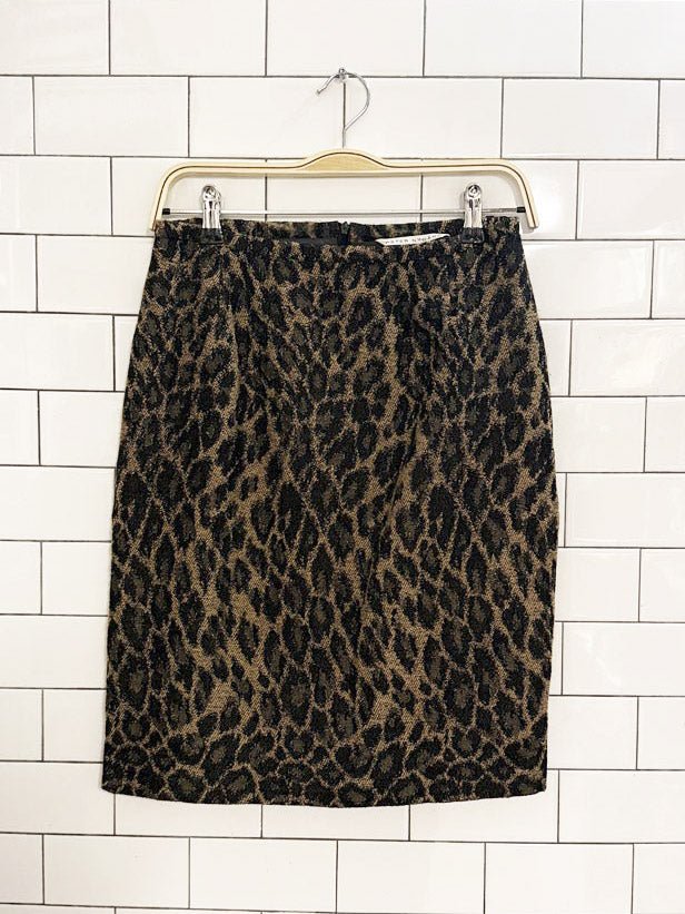 x2 vintage 90s peter nygard wool - blend animal print vest + skirt set | union made in Canada - good market thrift store