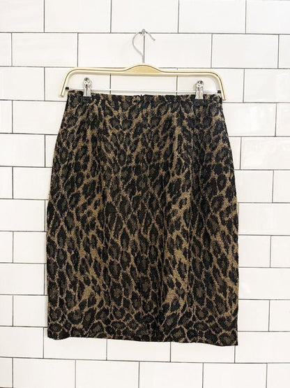 x2 vintage 90s peter nygard wool - blend animal print vest + skirt set | union made in Canada - good market thrift store