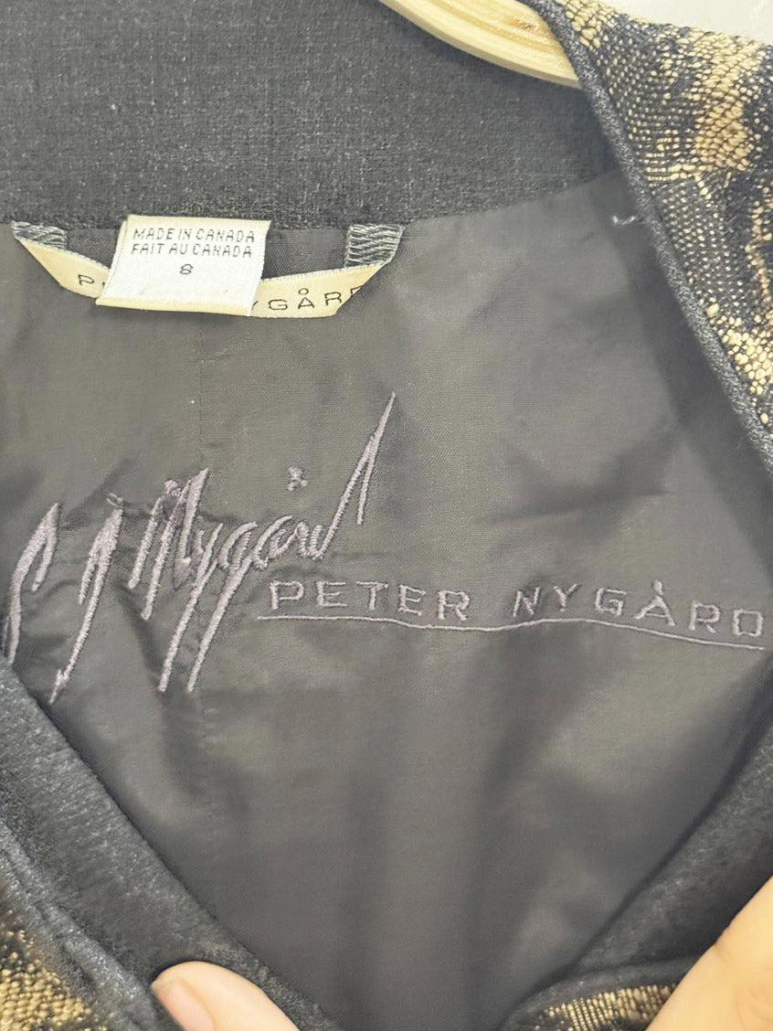 x2 vintage 90s peter nygard wool - blend animal print vest + skirt set | union made in Canada - good market thrift store