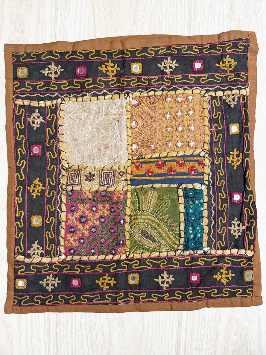 x2 vintage boho patchwork embroidered pillow cases - good market thrift store