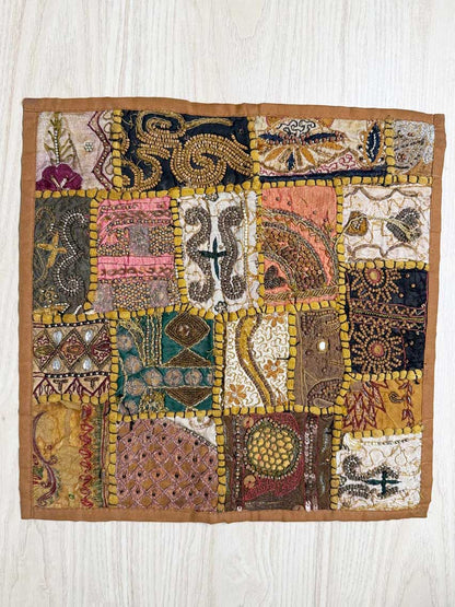 x2 vintage boho patchwork embroidered pillow cases - good market thrift store