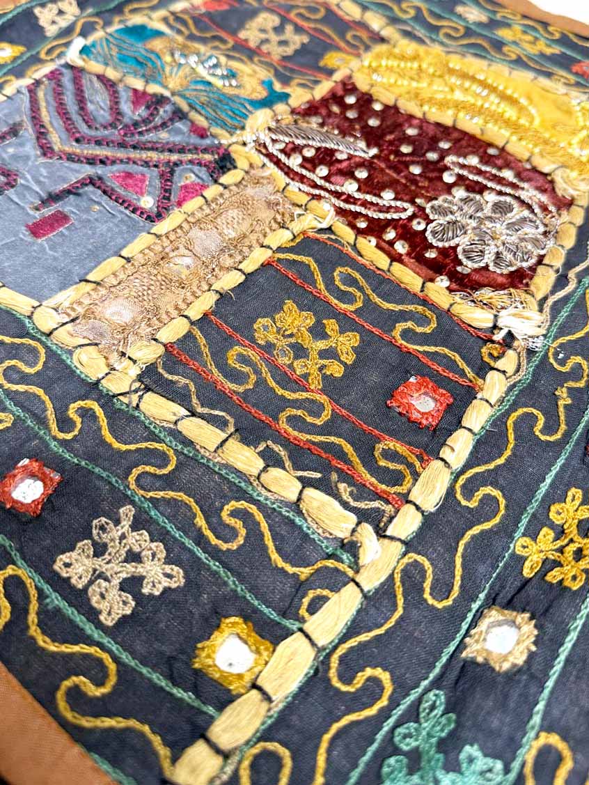 x2 vintage boho patchwork embroidered pillow cases - good market thrift store