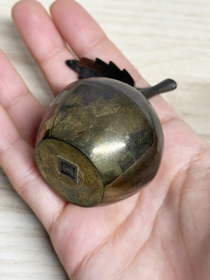 x2 vintage brass apple salt + pepper shakers | made in India - good market thrift store