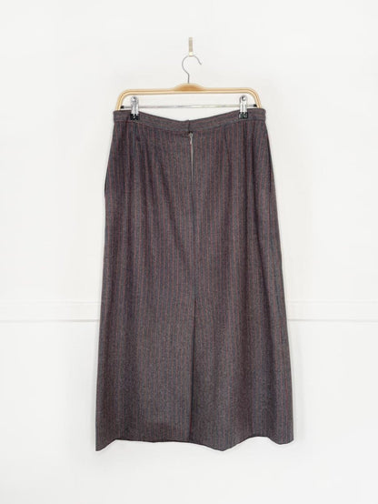 x2 vintage christian dior prêt a porter wool - blend pin stripe blazer + midi skirt set - good market thrift store