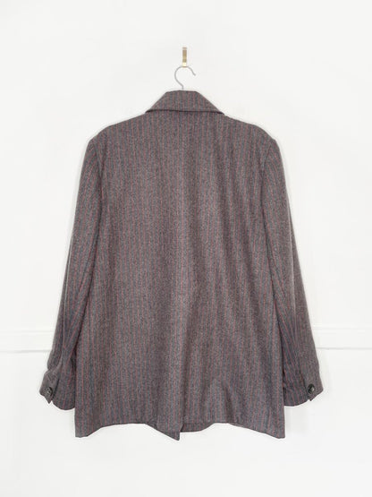 x2 vintage christian dior prêt a porter wool - blend pin stripe blazer + midi skirt set - good market thrift store