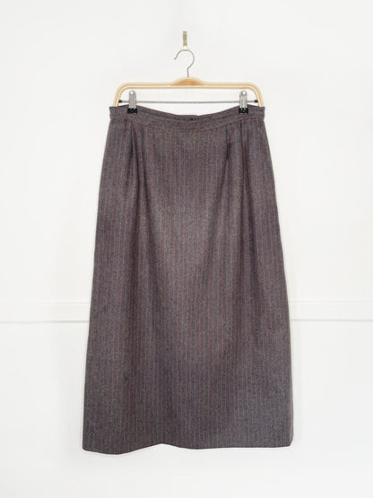 x2 vintage christian dior prêt a porter wool - blend pin stripe blazer + midi skirt set - good market thrift store