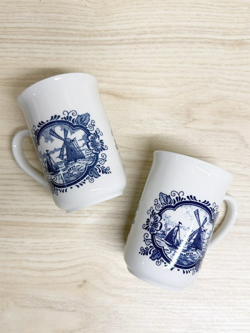 x2 vintage churchill dutch windmill mugs | made in England - good market thrift store