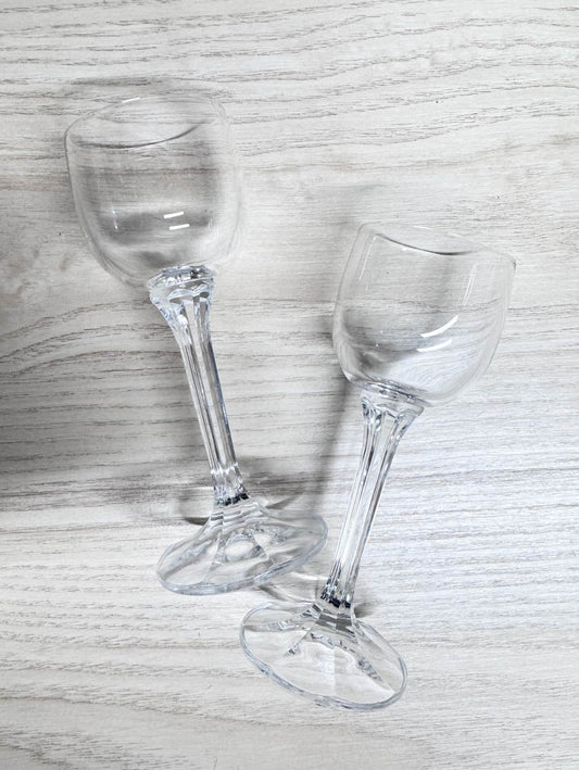 x2 vintage crystal tall stem shot glasses - good market thrift store
