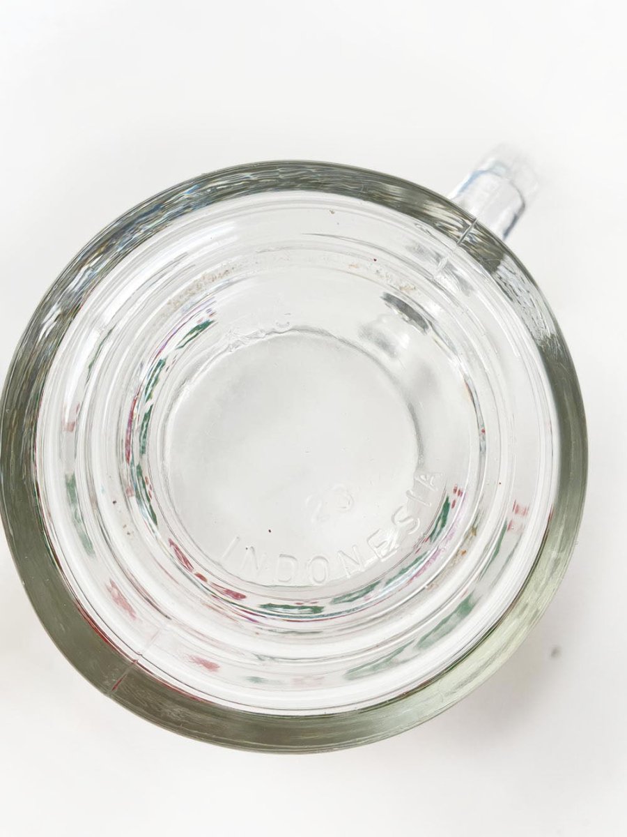 x2 vintage holiday holly clear mugs | made in Indonesia - good market thrift store