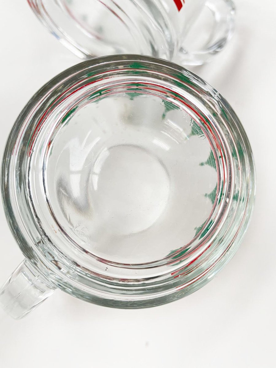 x2 vintage holiday trees clear mugs | made in Canada - good market thrift store