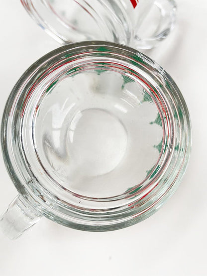 x2 vintage holiday trees clear mugs | made in Canada - good market thrift store