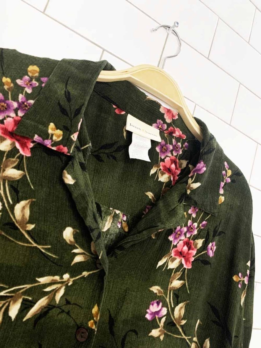 x2 vintage jaclyn & smith floral shirt + shorts resort wear set - good market thrift store