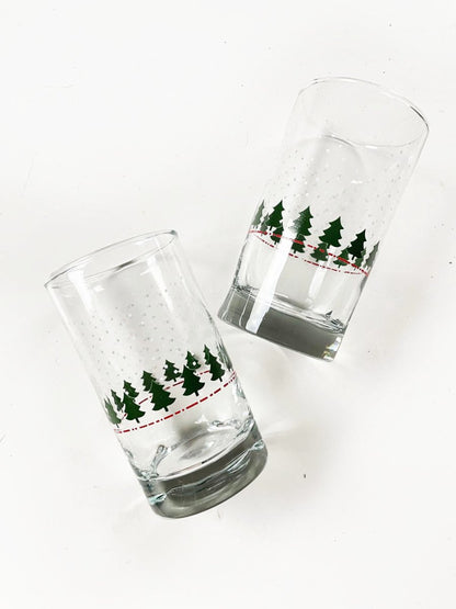 x2 vintage libbey holiday winterland pinch glass tumblers - good market thrift store