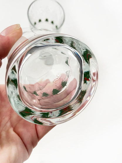 x2 vintage libbey holiday winterland pinch glass tumblers - good market thrift store