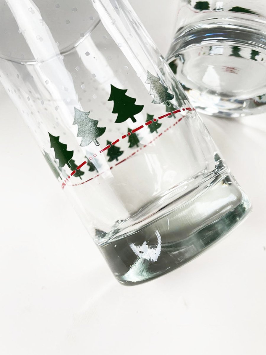 x2 vintage libbey holiday winterland pinch glass tumblers - good market thrift store