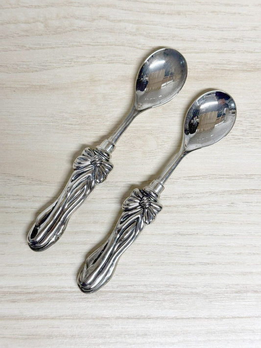 x2 vintage silver bow tie sugar spoons - good market thrift store