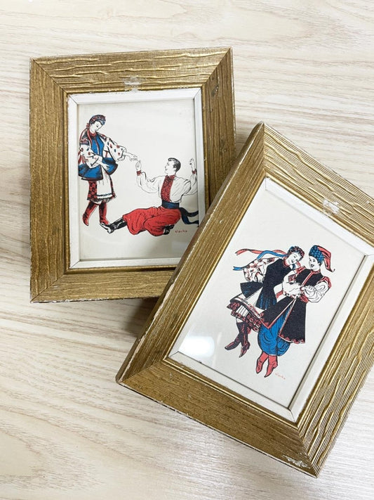 x2 vintage slavka ukranian dancer framed print - good market thrift store