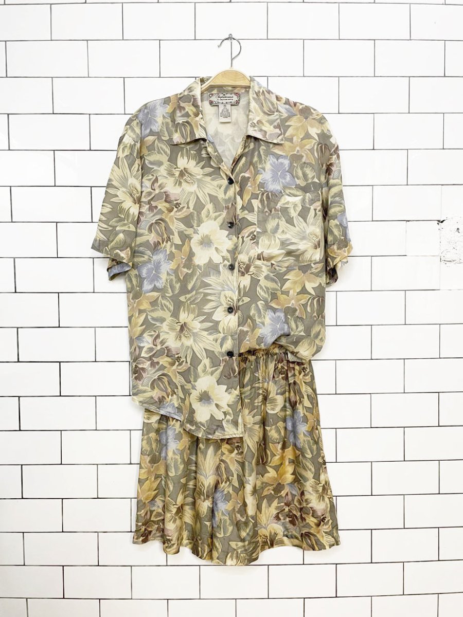 x2 vintage sophisticates 100% silk resort shirt + shorts set | jonathon martin - good market thrift store