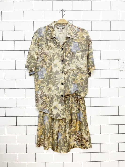 x2 vintage sophisticates 100% silk resort shirt + shorts set | jonathon martin - good market thrift store