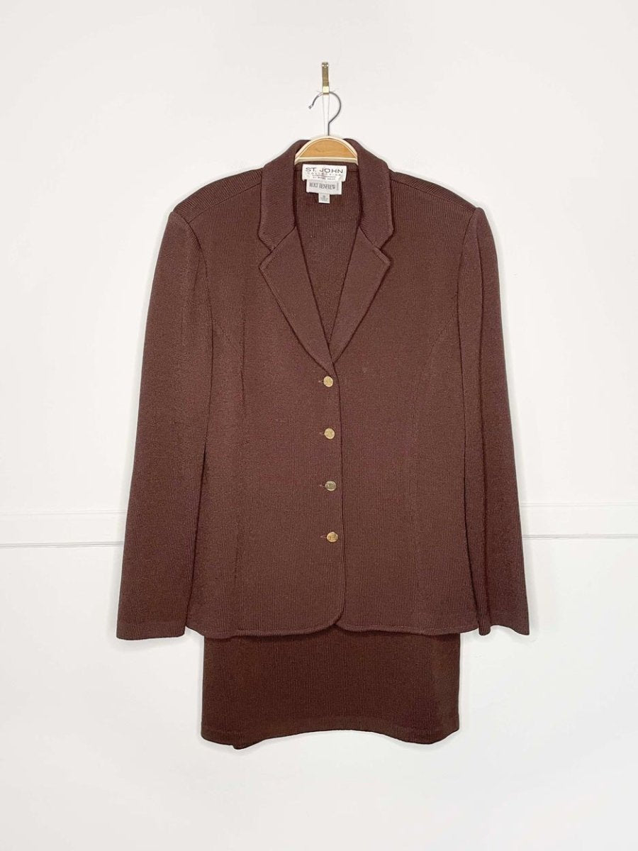 x2 vintage st. john wool - blend knit blazer + skirt set | made in USA - good market thrift store