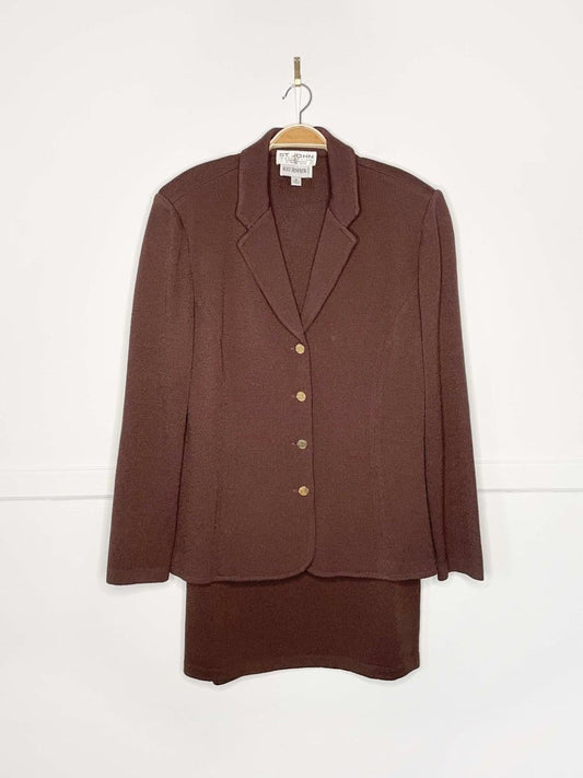 x2 vintage st. john wool - blend knit blazer + skirt set | made in USA - good market thrift store
