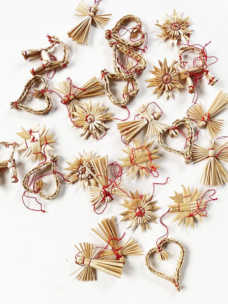 x27 swedish scandinav straw holiday ornament set - good market thrift store