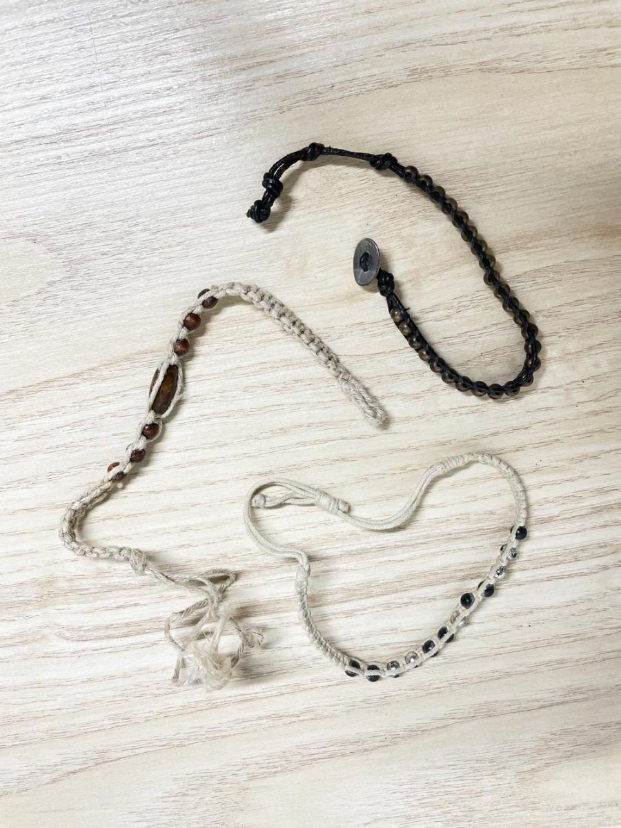 x3 stacked boho beaded bracelets - good market thrift store