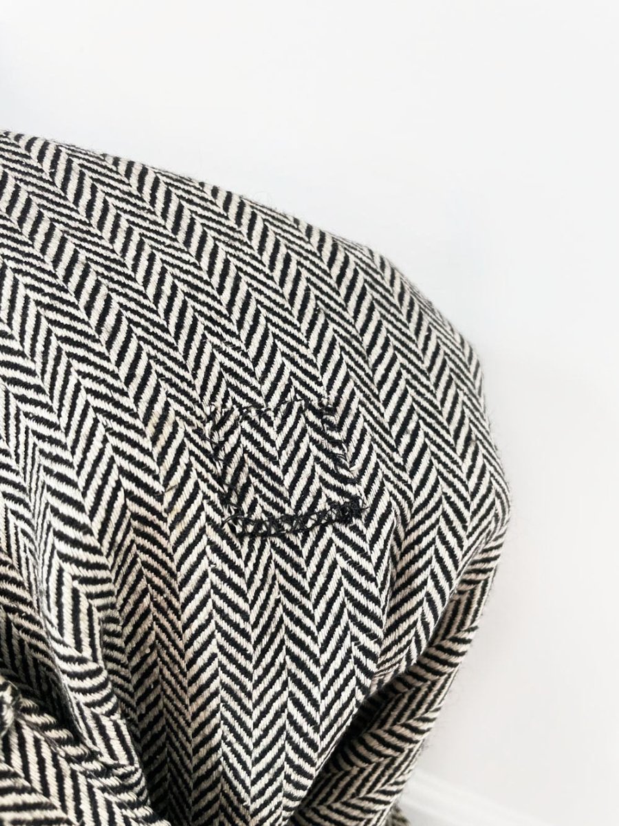 x3 vintage 80s ports silk - wool herringbone suit set | blazer | trousers | midi skirt - good market thrift store