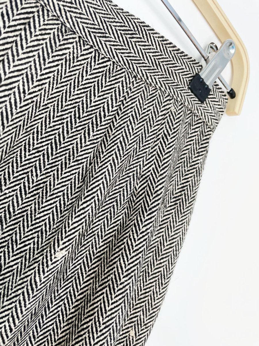 x3 vintage 80s ports silk - wool herringbone suit set | blazer | trousers | midi skirt - good market thrift store