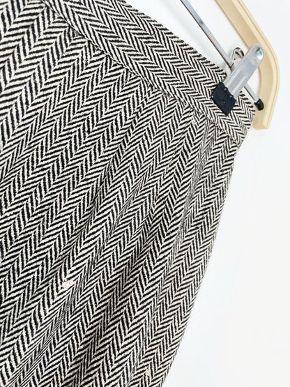 x3 vintage 80s ports silk - wool herringbone suit set | blazer | trousers | midi skirt - good market thrift store