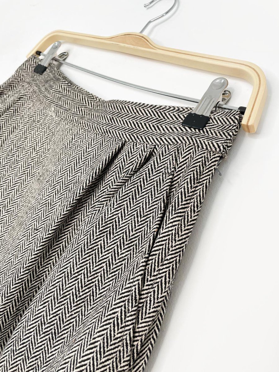 x3 vintage 80s ports silk - wool herringbone suit set | blazer | trousers | midi skirt - good market thrift store