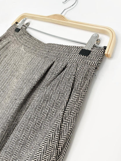 x3 vintage 80s ports silk - wool herringbone suit set | blazer | trousers | midi skirt - good market thrift store